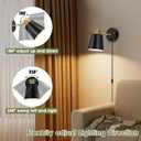 Lomoky Plug in Wall Sconces Set of 2, Dimmable Wall Lights with Plug in Cord and Dimmer On/Off Knob Switch, Adjustable Angle Black Wall Mounted Lamp for Bedside Bedroom Living Room (2 Bulbs Included)