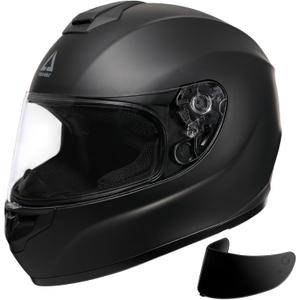 TRIANGLE Full Face Motorcycle Street Bike Helmet Lightweight DOT Approved (M, Black)