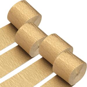UOOU 4 Rolls Gold Crepe Paper Streamers 328 ft Party Streamers Decoration