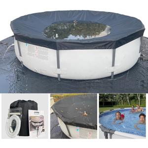 18 Ft Pool Cover, with Automatic Drain Round Pool Cover, One-Piece Quick Installation and Removal Above Ground Pool Cover, Preventing Waterlogging, UV Protected Solar Swimming Pool Cover (Black)