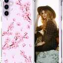 Hungo Compatible for Samsung Galaxy S23+ Plus Case, Thin Slim Cute Girly Skin Cases Protector with Airbag Bumper for Women Girls (Clear Cherry Blossom)