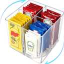 Sauce Packet Organizer with 360° Turntable, Clear Plastic Condiment Packet Holder with Dividers,Organizer and Storage for Ketchup Packets,Mayo Packets,Hot Sauce,Seasoning,Drink Packet,Square