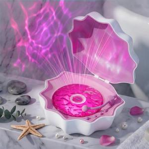 Ocean Wave Projector Light, Shell Night Light Built-in Bluetooth Speaker, Remote Control, White Noises for Home Decor/Relaxation/Party/Music/Gift (Blue)