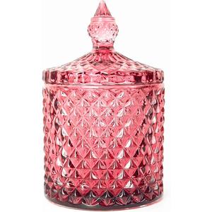 Colorful Glass Jar With Lid,Christmas Candy Dish,Cookie Jars,Jewelry Box,Biscuit Containers Food Storage,Decorative Jar(Purplish Red) 