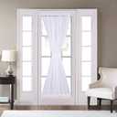 2 x Home Brilliant White French Door Curtain Panels Window Drapery Rod Pocket with Tie Back, Set of 2, 30 x 72 Inch Long