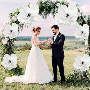 Janinka 6 Pcs Extra Large Flowers 22'' 12'' White Magnolia Velvet Artificial Flowers Wedding Party Favors Large Artificial Poinsettia Ornaments for Wedding Bridal Shower Birthday Party