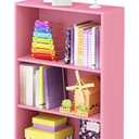 Furinno JAYA Book Shelf, 3-Tier Bookshelf, Bookcase with Adjustable Shelves, 9.5 x 24.5 x 40.3, for Organization and Storage, for Living Room, Bedroom, Home Office, Pink