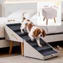 Dog ramp for Small Dogs, 2-in-1 Pet Steps & Ottoman - Foldable Dog ramp for Couch, Non-Slip Wooden Pet ramp for Puppy Senior Injured Dogs (Light Beige, XXL(21.06H))