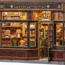 Fsolis Book Nook Kit - DIY Miniature Cafe House Kit for Adults 3D Wooden Puzzles Tiny Bookstore Mini Diorama Building Kit Bookshelf Decor, Gifts for Women Readers Book Lovers (Corner Coffee Shop)
