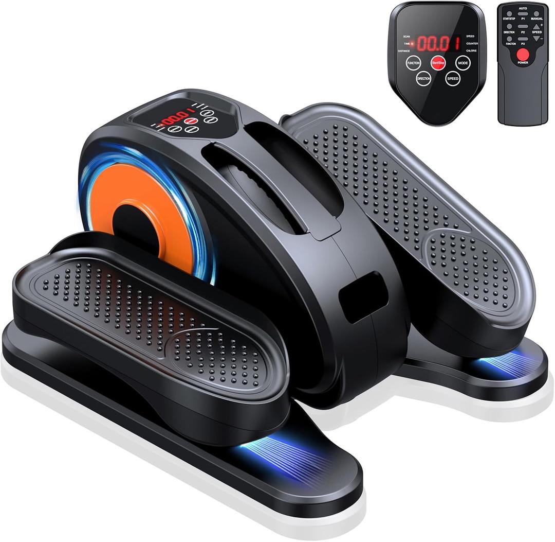 Under Desk Elliptical Machine, Electric Elliptical Leg Exerciser for Seniors Fully Assembled, Quiet & Portable Electric Seated Pedal Exerciser with Remote Control & 12 Adjustable Speeds (Small)