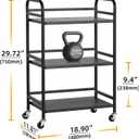 HDANI 3 Tier Rolling Cart Shelves,Heavy Duty Multifunctional Metal Frame-Supports 22 Lbs Per Tier,Rolling Cart with 2 Lockable Wheels for Home,Office,Kitchen,Bathroom,Bedroom,Black, Small