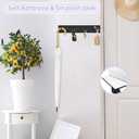 VIS'V Key Holder Wall Mount, Large Metal Self Adhesive Key Hanger with 4 Hooks, No Drilling, Extra Adhesive Strip, Black