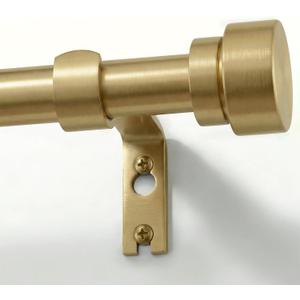 PORTRES Modern Gold Heavy Duty Curtain Rods for Windows 66 to 120 Inches Adjustable Length 1" Diameter Curtain Rod with Farmhouse Decorative Finials for Outdoor Bedroom Kitchen Living Room