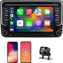 Car Radio for VW Volkswagen Seat Golf Passat Jetta Beetle Tiguan Touran EOS 7" Touchscreen Bluetooth Stereo with Apple CarPlay Android Auto GPS Navigation WiFi FM Backup Camera