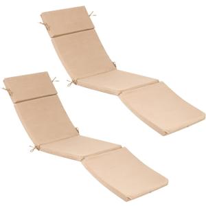 Preboun Set of 2 Outdoor Pool Lounge Chaise Chair Cushion for Outdoor Furniture Patio Replacement Cushion Outside Fabric Chair Sun Lounger Seat Foam Covers for Lawn Summer Beach Pools(Khaki)