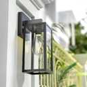 MAXvolador Outdoor Wall Sconce, Exterior Waterproof Wall Lantern Light Fixtures, Black Porch Lights with Toughened Glass Shade, Anti-Rust E26 Socket Front Door Mount Lighting, 2 Pack