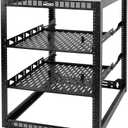Tecmojo 16U Open Frame Rack for Servers & AV Gear,Server Rack Floor Standing or Wall Mounted,with 2 PCS 1U Rack Shelves & Mounting Hardware,Network Rack for 19"" Networking,Servers and Audio, Black