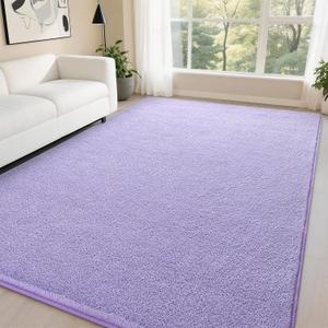 DweIke 4x6 Lavender Purple Rugs for Bedroom Living Room, Soft Fluffy Washable Low Pile Solid Color Rug, Non-Slip Throw Carpets for Kids Boys Girls Dorms Nursery Classroom Home Decor