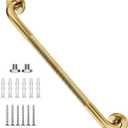 24 Inch Shower Grab Bar, Brushed Gold Anti Slip Safety Bars, 304 Stainless Steel Bathroom Handrail, Handicap Grab Bars for Wall, Shower Grip Handle for Seniors Elderly Injury Assist Bath (1.25" Dia)