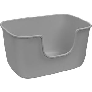 SpaceTime Extra Large Litter Box with High Sides,XL Low Entry Multi Cat Litter Pan for Kittens,Jumbo Litter Boxes for Big Cats,Anti-Splashing Cat Boxes for Indoor Cats,Open Top,Easy to Clean (Grey)