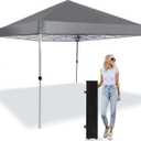 Pop Up Canopy 8X8 FT,Portable Sun Instant Shelter w/Backpack Bag,Waterproof,Adjustable Straight Leg Heights Canopies,Outdoor Tents for Parties,Camping,Commercial Event,Grey