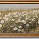 Gold Framed Wall Art Vintage Wildflower Canvas Art Farmhouse Floral Picture White Flower Wall Decor Antique Prints Rustic Paintings Landscape Artwork for Bedroom Living Room 12x16 Inch