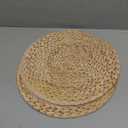 Dandat 100 Pcs Disposable Printed Woven Paper Placemats Bulk 11 Inch Round Wicker Printed Chargers Place Mat Farmhouse Braided Rattan Tablemats for Wedding Dinner Party(Light Brown)