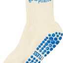 Shapes Studio Crew Half Calf Grip Socks, Cutest Fruits Pilates Socks, Ruffle socks, Non-Slip, Barre Yoga Fitness (5-10, Blue)