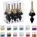 RoseCraft Christmas Ornaments Set, 6.3Inch Plastic Shatterproof Christmas Ball Hanging Ornaments for Xmas Tree Decorations, for Indoor Home Thanksgiving Halloween Party Decor - 6Pcs / Black.