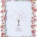5x7 Pink Floral Picture Frame Unique Memorial Photo Frame with Glass Front, Tabletop Display & Wall Hanging, Gift for Mom and Women