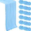 6 Pack Baby Blue Cheesecloth Table Runner 10Ft Spring Gauze Cheese Cloth Table Runner 35x120 Inch Boho Sheer Rustic Fabric Runner for Party Decor Baby Shower Wedding Decorations
