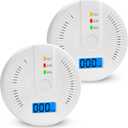 Carbon Monoxide Detector,Carbon Monoxide Alarm With LED display, CO Alarms Monitor for Home Safety,Comply with EN50291 Standard (AA Battery NOT Included) (white)
