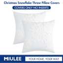 MIULEE Pack of 2 Christmas Decorative Snowflake Throw Pillow Covers Canvas Embroidery Winter Cushion Cases Holiday Decor Soft Pillowcases for Winter Couch Sofa Bedroom CarWhite, 50x50in