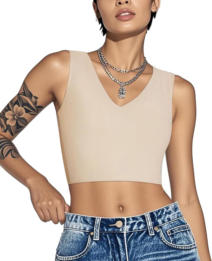 Rolewpy Chest Binder for Transgender FTM Women Binder Bra Tomboy Breast Binder Tank Top (X-Large, Light Beige)