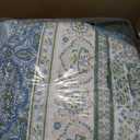 WONGS BEDDING Boho Quilt Set King Size Aqua, 3 Pieces Striped Bedspread Coverlet Set, Bohemian Soft Lightweight Microfiber for All Season(104"90")