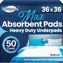 MILDPLUS Heavy Duty Underpad 36''x36'' 50 Count 125 Grams Extra Large Chucks Pads 3XL Disposable Bed Pads, Super Absorbent Incontinence Pads for Adults, Kids, Pee Pads (Blue)