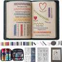 2026 Upgraded Embroidery Stitch Book & Complete Kit for Beginners | Includes Embroidery Hoop,86 Tools,65 Water-Soluble Patterns & 106 Stitches With Guides, Portable Craft Set for Adults & DIY Lovers