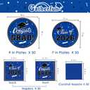 Gatherfun Graduation decorations 2026 Graduation Plates and Napkins Blue Disposable Paper Plates Luncheon Napkins Cocktail Napkins for Congrats Grad Party Decorations, Serve 50