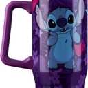 Disney Stitch Insulated Tumbler Travel Mug 33oz Stainless Steel Water Bottle with Handle and Straw Thermal Double Wall Vacuum Insulation Drinks for Hot Cold Ice Cupholder Compatible