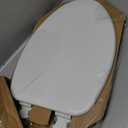CHURCH Toilet Seat, Easy Clean Hinges Release for Deep Cleans, Durable Enameled Wood Seat, Elongated, White