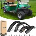 10L0L 4PCS Golf Cart Fender Flares for Yamaha G29, EZGO TXT/RXV, Club Car DS/Precedent - Heavy Duty ABS Plastic Mud Guards with Reflectors & Stainless Steel Hardware