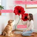 2 Pcs 5ft Large Red Poppy Flowers Giant Artificial Poppy Standing Huge Handcrafted Decoration for Garden Hotel Office Wicked Birthday Wedding Bridal Shower Art Gallery Shop Window Display