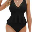 Edelqual Womens Swimsuits Tankini Two Piece Bathing Suits Tummy Control High Waisted Bikini Set 2025 Swimwear XXL