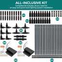 H Track Lighting Rails Kit - iCreating 65.6ft Black Track Lighting Tracks 3 Wire with Floating Canopy Connector, L, I and T Connectors for Single Circuit H Type LED Tracks Lights Heads Fixtures