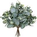 10 Pcs Mixed Eucalyptus Leaves Stems Bulk Artificial Silver Dollar Picks Faux Branches for Vase Bouquets Floral Arrangement Wreath Farmhouse Rustic Greenery Decor