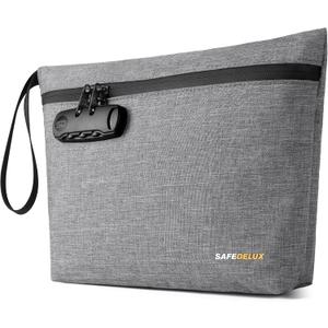 Smell Proof Bag, Odor Proof Bag with Combination Lock, Durable Smell Proof Container with Carbon Lining, Secure Odorless Travel Pouch for Home & On-the-Go (Grey)