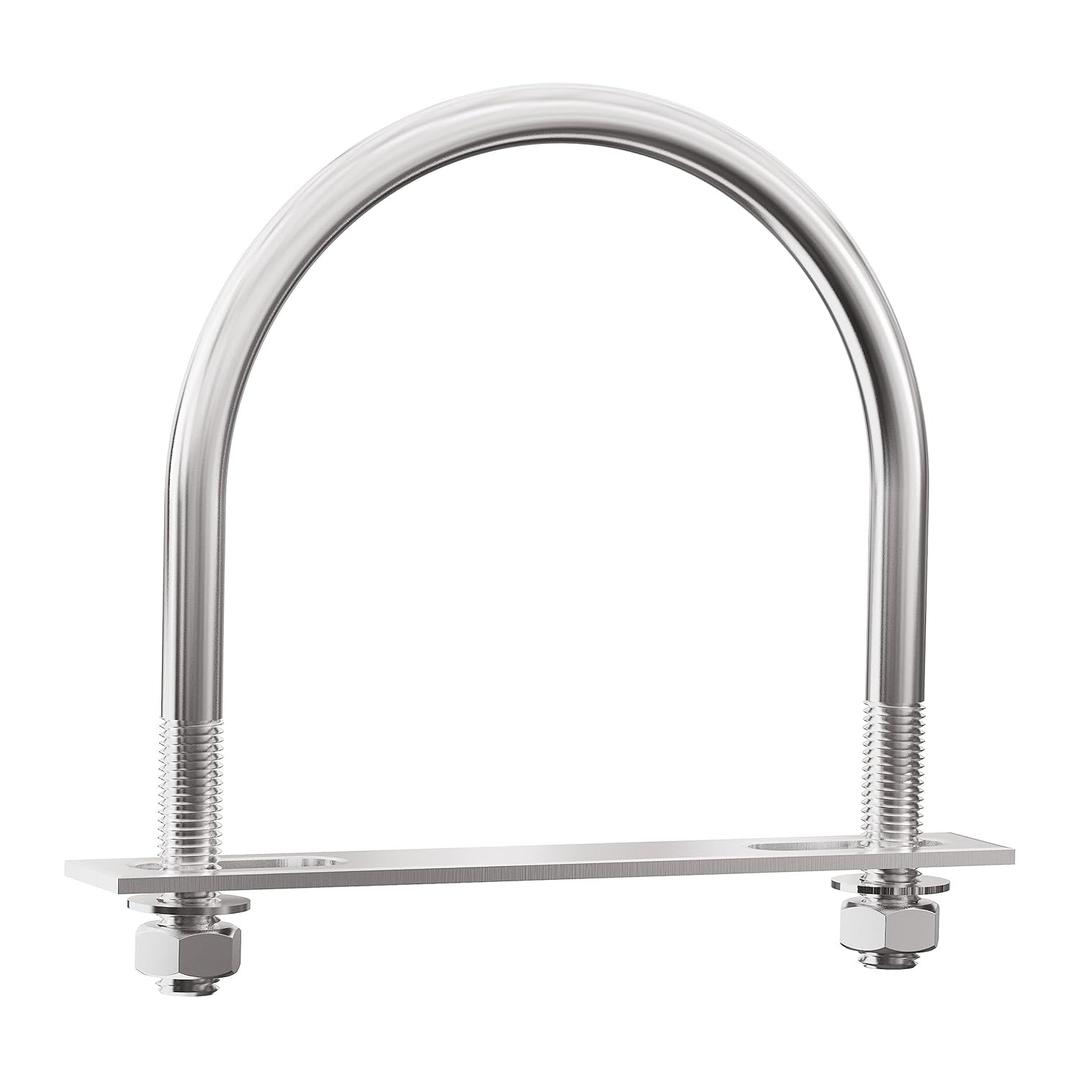 304 Stainless Steel Round Bend U-Bolts 3.5"(89mm) Inner Width 4.84"(123mm) Length M10 with Nuts, Frame Plate, Washers, Accessories for Boat Trailer Axle Sailboat Trailer