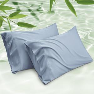 Bedsure King Size Pillow Cases Set of 2, Rayon Derived from Bamboo Cooling Pillowcase for Hot Sleepers, Cool Pillow Covers with Envelope Closure for Women, Men, Grey Blue, 20x36 Inches