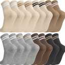 Jspupifip 8 Pair Striped Athletic Crew Socks,Moisture-Wicking Running Socks for Men&Women,Breathable Casual Gym Socks (One Size, 6-color Stripes)