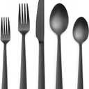 HaWare Black Silverware Set, 20 Pieces Stainless Steel Square Flatware Cutlery for 4, Modern Tableware Eating Utensils for Home, Matte Finish, Dishwasher Safe